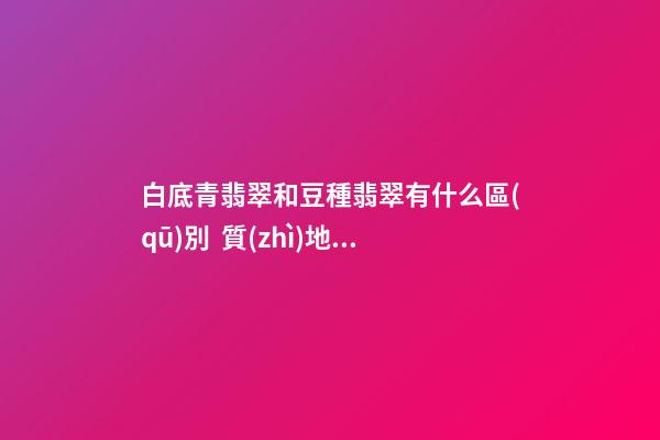白底青翡翠和豆種翡翠有什么區(qū)別  質(zhì)地、顏色有差異